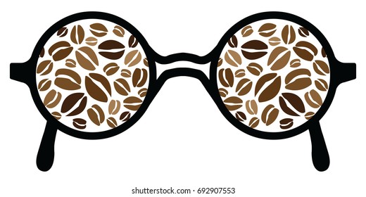 vector illustration for glasses with reflecting coffee beans for coffee drinkers