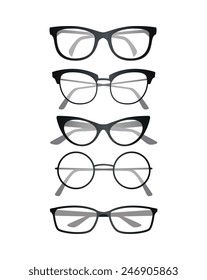 Vector illustration of Glasses set on white background