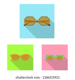Vector illustration of glasses and sunglasses icon. Collection of glasses and accessory vector icon for stock.