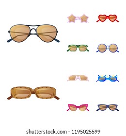 Vector illustration of glasses and sunglasses icon. Collection of glasses and accessory stock symbol for web.