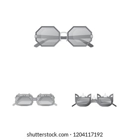 Vector illustration of glasses and sunglasses icon. Collection of glasses and accessory stock vector illustration.