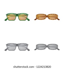 Vector illustration of glasses and sunglasses icon. Set of glasses and accessory stock vector illustration.