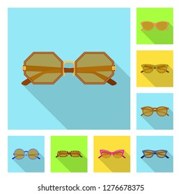 Vector illustration of glasses and sunglasses icon. Collection of glasses and accessory vector icon for stock.
