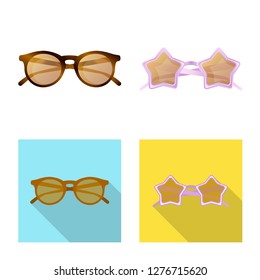 Vector illustration of glasses and sunglasses icon. Collection of glasses and accessory stock symbol for web.