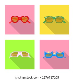 Vector illustration of glasses and sunglasses icon. Set of glasses and accessory stock symbol for web.