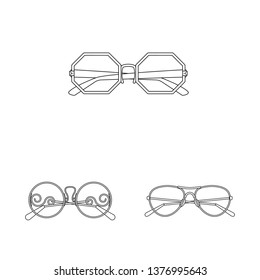 Vector illustration of glasses and sunglasses icon. Set of glasses and accessory stock symbol for web.