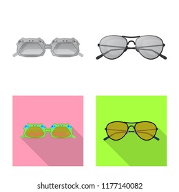 Vector illustration of glasses and sunglasses logo. Collection of glasses and accessory stock symbol for web.