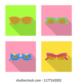 Vector illustration of glasses and sunglasses logo. Set of glasses and accessory stock vector illustration.
