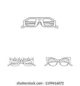 Vector illustration of glasses and sunglasses logo. Set of glasses and accessory stock symbol for web.
