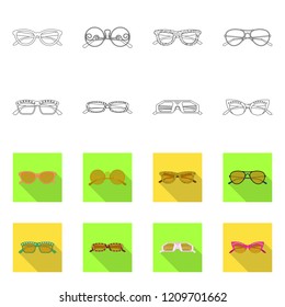 Vector illustration of glasses and sunglasses logo. Set of glasses and accessory stock vector illustration.