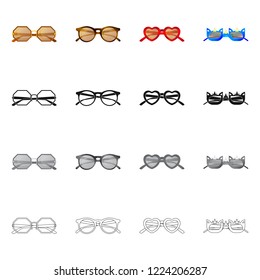 Vector illustration of glasses and sunglasses logo. Collection of glasses and accessory vector icon for stock.