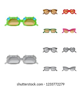 Vector illustration of glasses and sunglasses logo. Collection of glasses and accessory vector icon for stock.