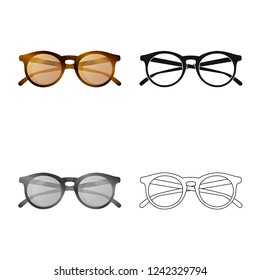 Vector illustration of glasses and sunglasses logo. Set of glasses and accessory stock vector illustration.