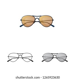 Vector illustration of glasses and sunglasses logo. Set of glasses and accessory stock symbol for web.