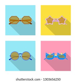 Vector illustration of glasses and sunglasses logo. Set of glasses and accessory vector icon for stock.