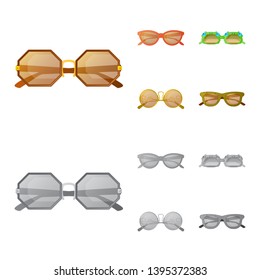 Vector illustration of glasses and sunglasses logo. Set of glasses and accessory vector icon for stock.