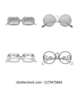 Vector illustration of glasses and sunglasses sign. Collection of glasses and accessory stock vector illustration.