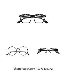 Vector illustration of glasses and sunglasses sign. Set of glasses and accessory vector icon for stock.