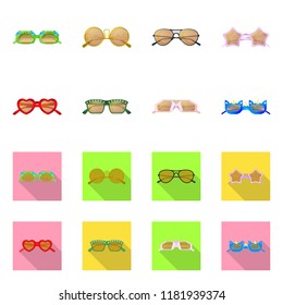 Vector illustration of glasses and sunglasses sign. Collection of glasses and accessory vector icon for stock.