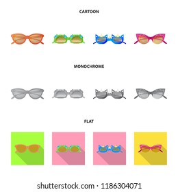 Vector illustration of glasses and sunglasses sign. Set of glasses and accessory stock symbol for web.
