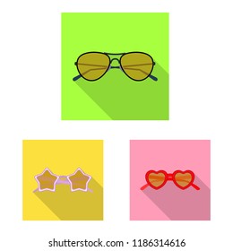 Vector illustration of glasses and sunglasses sign. Collection of glasses and accessory stock vector illustration.