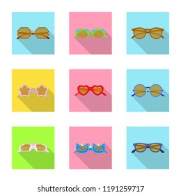 Vector illustration of glasses and sunglasses sign. Collection of glasses and accessory stock vector illustration.