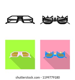 Vector illustration of glasses and sunglasses sign. Set of glasses and accessory vector icon for stock.