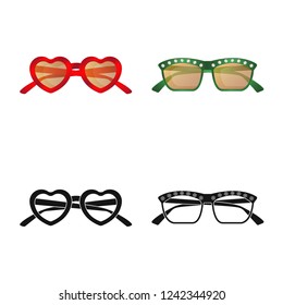 Vector illustration of glasses and sunglasses sign. Collection of glasses and accessory vector icon for stock.