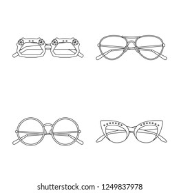Vector illustration of glasses and sunglasses sign. Collection of glasses and accessory vector icon for stock.