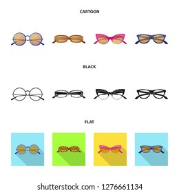 Vector illustration of glasses and sunglasses sign. Collection of glasses and accessory stock symbol for web.