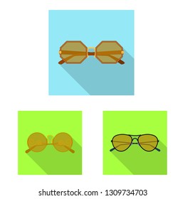 Vector illustration of glasses and sunglasses sign. Collection of glasses and accessory stock vector illustration.