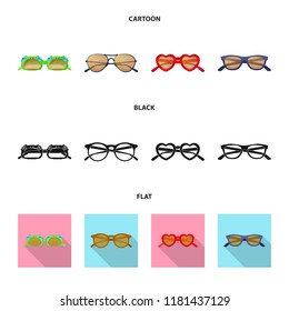 Vector illustration of glasses and sunglasses symbol. Set of glasses and accessory stock symbol for web.