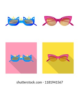 Vector illustration of glasses and sunglasses symbol. Collection of glasses and accessory stock vector illustration.