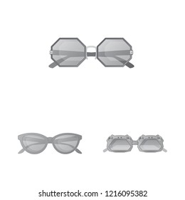 Vector illustration of glasses and sunglasses symbol. Collection of glasses and accessory stock vector illustration.