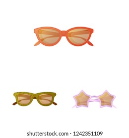 Vector illustration of glasses and sunglasses symbol. Set of glasses and accessory stock symbol for web.