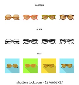 Vector illustration of glasses and sunglasses symbol. Set of glasses and accessory stock symbol for web.