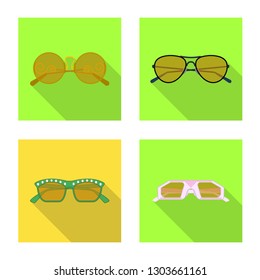 Vector illustration of glasses and sunglasses symbol. Collection of glasses and accessory stock symbol for web.