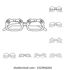 Vector illustration of glasses and sunglasses symbol. Collection of glasses and accessory stock symbol for web.