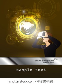 Vector illustration of glasses with the virtual reality of the hologram image.