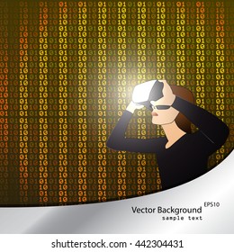 Vector illustration of glasses with the virtual reality of the hologram image.