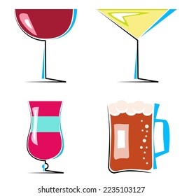 Vector illustration of glassware for drinks