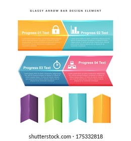 Vector illustration of Glassy Arrow Bar Design Element