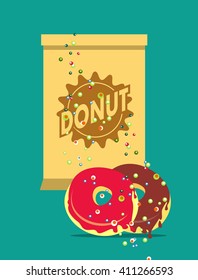 vector illustration of Glazed donuts package for breakfast