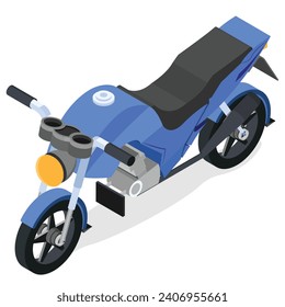 vector illustration of a gleaming blue motorcycle.