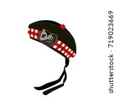 Vector illustration of Glengarry bonnet, scottish traditional clothing, worn as part of military or civilian Highland dress, either formal or informal.