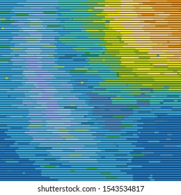 Vector illustration. Glitch abstract background with distortion effect, random horizontal color lines. For design concepts, posters, wallpapers, presentations and prints.