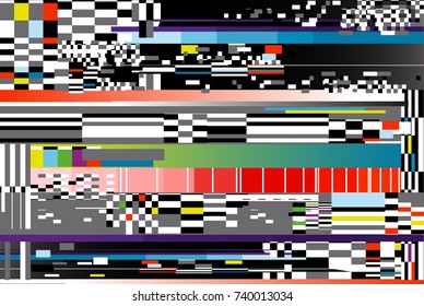 Vector illustration of glitch background. Computer screen error or digital pixel noise abstract design.