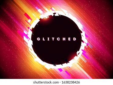 Vector Illustration Glitched Circle. Modern Distorted Glitch Style Background Design.