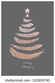 Vector illustration glitter Christmas tree. Holiday background.