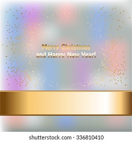 Vector illustration of Glitter and gold ribbon on a light background.